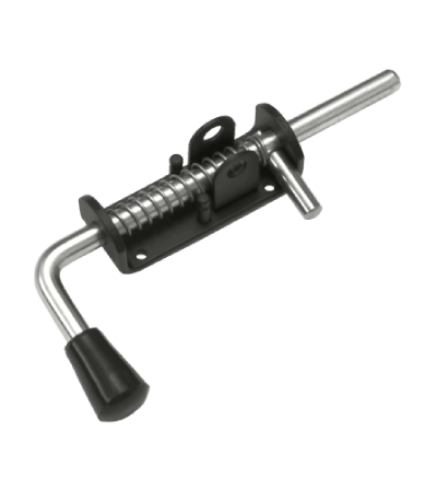 Засов &quot;Домарт&quot; пружинный с проушиной (110) 220мм d-13 (черный) (10) (сжатие на открытие)