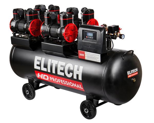 Компрессор ELITECH HD ACF 1200-200S 12000л/мин-вход, 7.2кВт, 10бар, безмасляный малошумный, 380В, 200л, 129кг