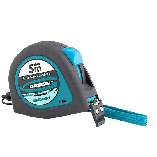Рулетка 5м х 19 мм, магнитный обрезиненный зацеп, GROSS
