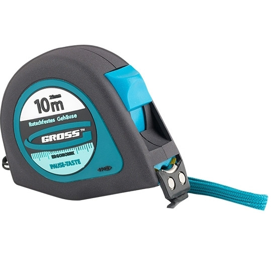 Рулетка 10м x 25мм ,обрезиненый корпус, магнит упор, ремешок.