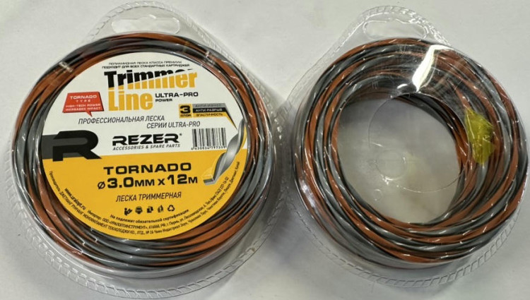 Леска триммерная 3,0мм(12м) Ultra-pro TORNADO элипс