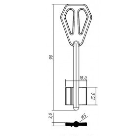 заготовка ключа М ЛОК-2 Правый (MLK2D) короткий конаково