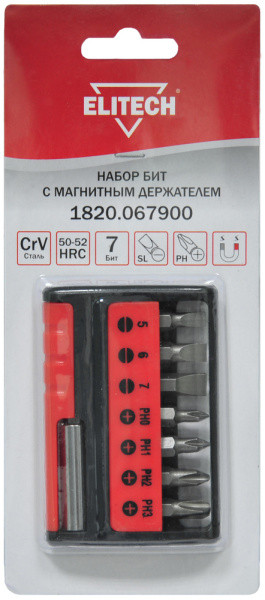 Набор бит 7шт Elitech 1820.067900