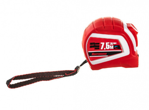 Рулетка 7,5 м х 25 мм с магнитом и автостопом двусторонняя "Монтажник"