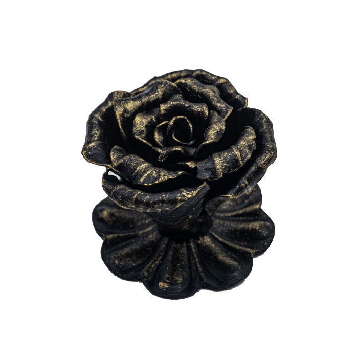 Ручка-кнопка кованая "Роза" (черная)