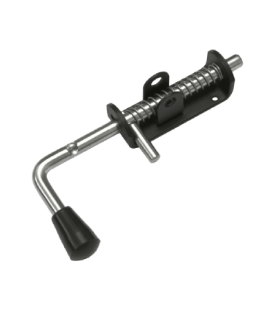 Засов &quot;Домарт&quot; пружинный с проушиной (110) 220мм мод.2 d-13 (черный) (10) (сжатие на закрытие)