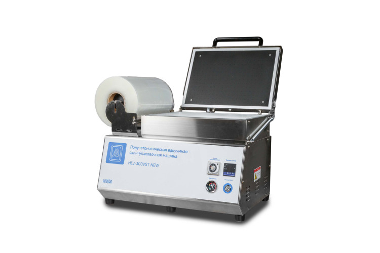 Скин-упаковочная машина HLV-300VST NEW на два лотка (глубина лотка 55 мм)