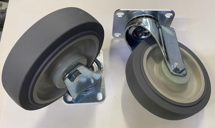 Колесо промышленное 125мм поворотное серое с подшипником