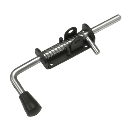 Засов "Домарт" пружинный с проушиной (110) 250мм d-13 (черный) (10) (сжатие на открытие)