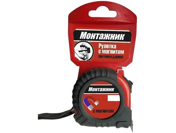 Рулетка 5 м х 19 мм с магнитом "Монтажник"