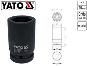 Головка 1" ударная глубокая 36мм