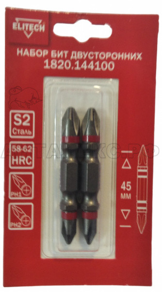 Биты двусторонние PH2-PH1,45мм,сталь S2,ELITECH блистер 2шт 1820.144100