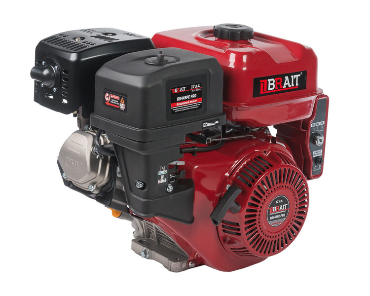 Двигатель BRAIT-445PE PRO | 17 л.с. | электростартер, шкив 25 мм., длина вала 63 мм.