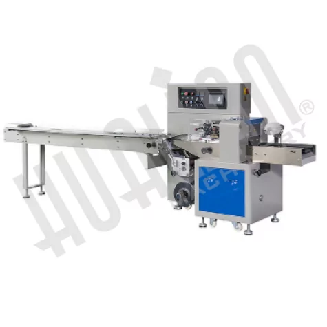 Горизонтальная упаковочная машина DXDZ-250XD (H-40мм, bag L 65-190mm, S 200mm, регулируемый формирователь, вставки в транспортере)