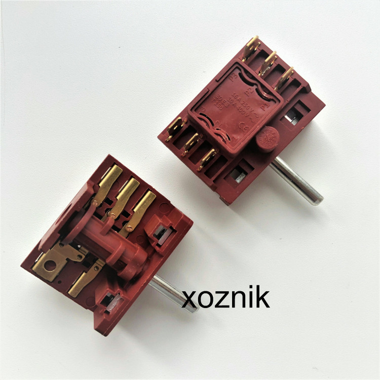 Переключатель режимов мощности духовки RIKA ПМ-4 (конт. 3+3 снаружи A343) HOZ