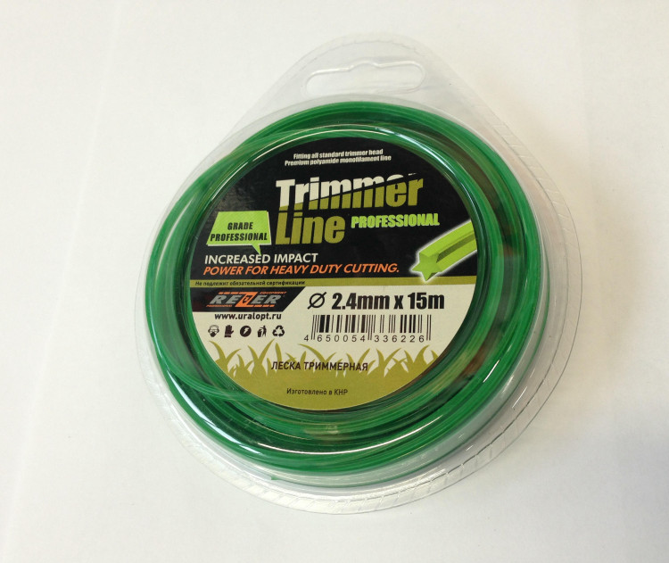 Леска триммерная 2,4мм(15м) сечение семиугольник серии PROFESSIONAL (30286-Z)