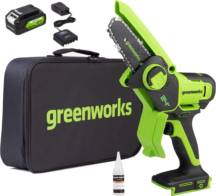 Цепная мини пила аккумуляторная Greenworks G24MCS10K4 2008207UA