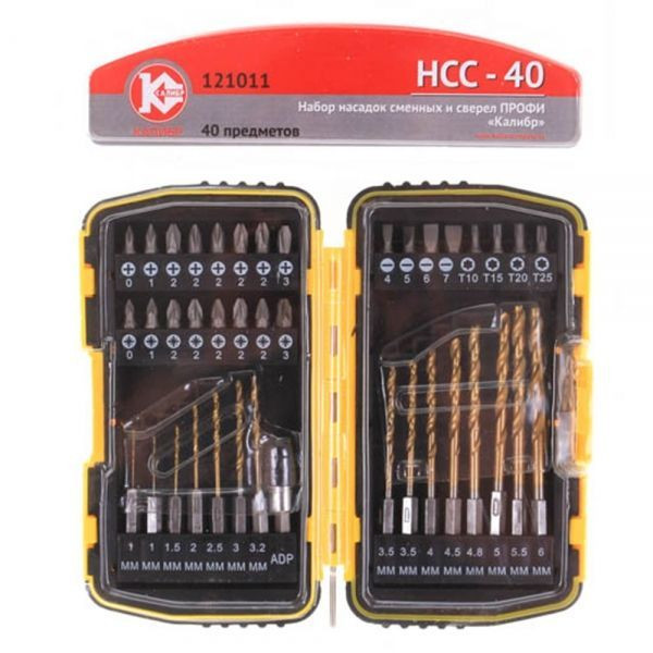 Набор насадок сменных и сверел Калибр Профи НСС-40