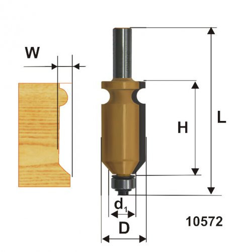 Фреза кромочная фигурная ф22,2х41мм хв 12мм