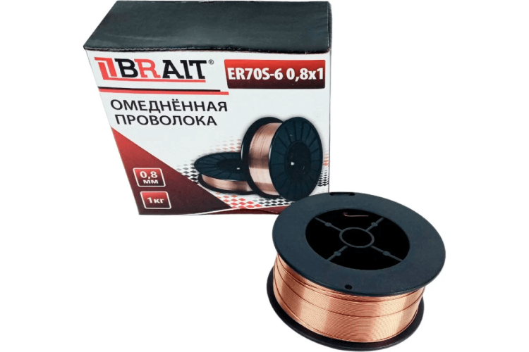 Проволка сварочная BRAIT 0,8мм, 1кг на полуавтомат медь