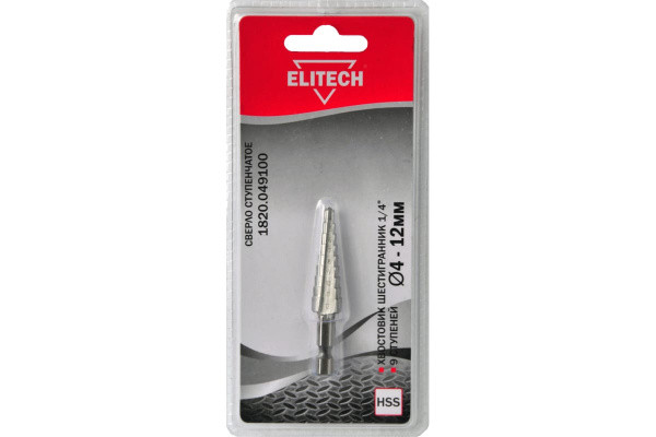 Сверло ступенчатое 4-12мм по металлу, 9 ступеней