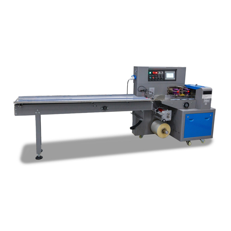 Горизонтальная упаковочная машина DXDZ-450XD (3 servo, лент. 200 мм, рег.форм., min bag L 130, H 100, трансп.попереч.запайки) (Выставочный образец)