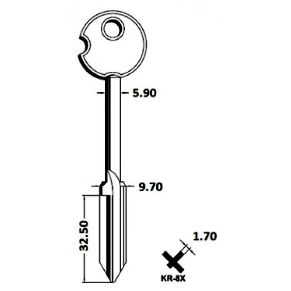 Заготовка для ключа KR-8Х (KR-3 GV) KHP