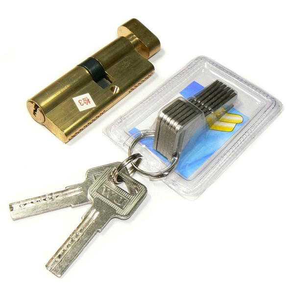 МЦ "Евродверь-Эконом" КЛ/ВЕРТ 80мм (37,5Тх42,5) 2+6 кл. (Латунь)