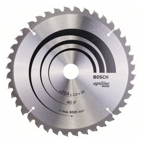 Диск пильный по дереву твердосплавный 254х30 z40 отрицательный зуб OPTILINE Bosch