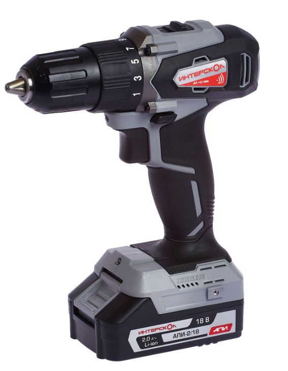 Аккумуляторная дрель-шуруповерт Интерскол ДА-13/18ВК 45 Li-ion Апи бесщеточная