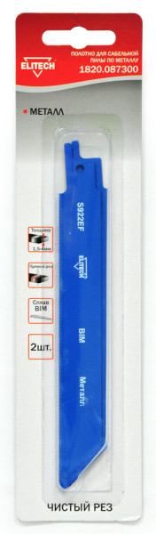 Пилка для ножовки 130мм Bosch S922EF BIM 2шт рез 1.5-4мм, металл,чист/пропил ELITECH