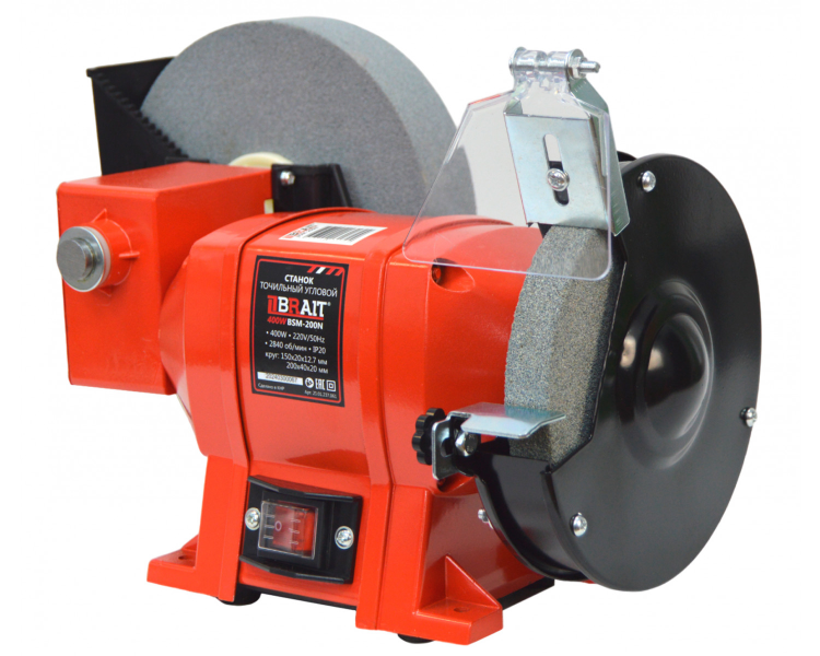 Станок точильный угловой Brait BSM-200N 400Вт 150х20х12,7мм 200х40х20мм 2840 об/мин