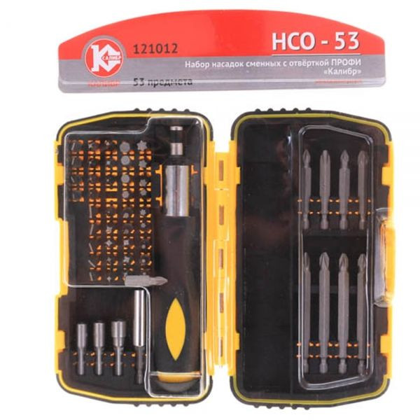 Набор насадок сменных с отверткой Калибр Профи НСО-53