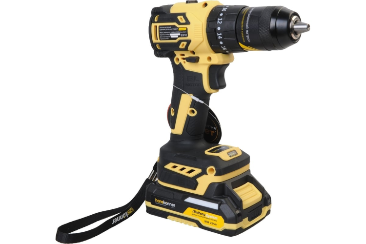Дрель аккум. б/щ удар Hanskonner Platinum HCD2065PRO 18В, 1BatterySystem, 65Нм, 2+4Ач, кейс Hs