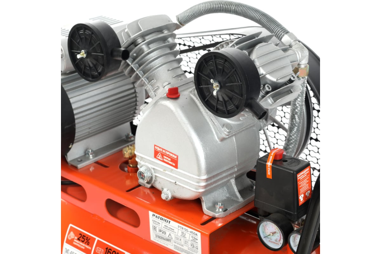 Компрессор Patriot поршневой ременной PTR 50-450A, 450 л/мин, быстросъемный 1/4" + "елочка"
