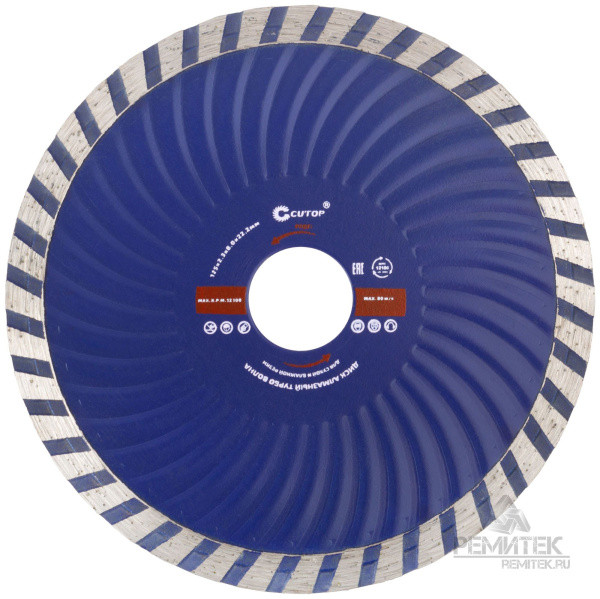 Диск алмазный отрезной (125x2.3x10x22.2 мм; сверхтонкий; супер-турбо; мелкий зуб) CUTOP 65-12523