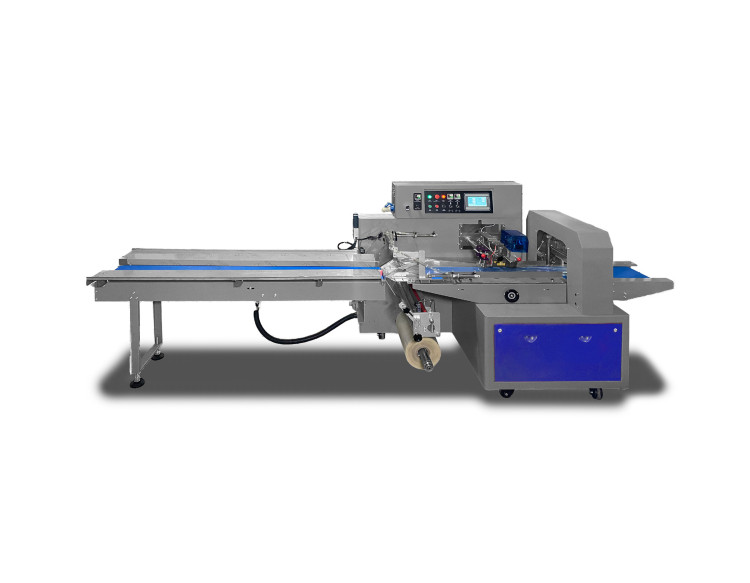 Горизонтальная упаковочная машина DXDZ-450XV (3 servo, вакуумизация, насос 100 м3/ч, лент. 200 мм, min bag L 130, H max. 100)