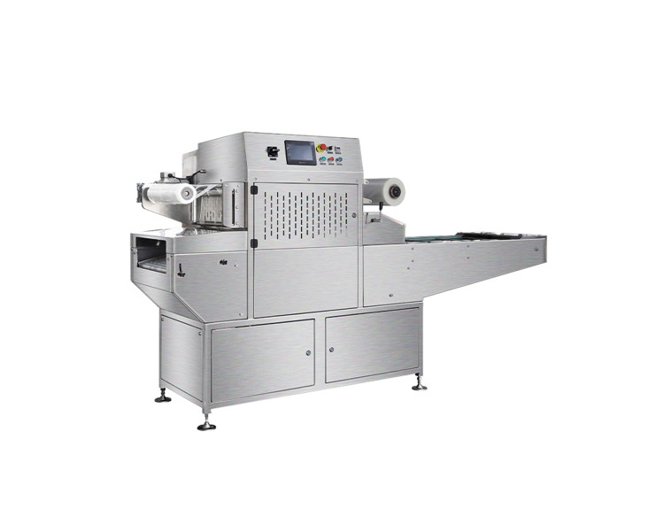 Автоматический конвейерный запайщик лотков с функцией вакуумизации и газации HVT-450A/4 V2 (210*148 нерж., скин, дв. ст. 100м3/ч)