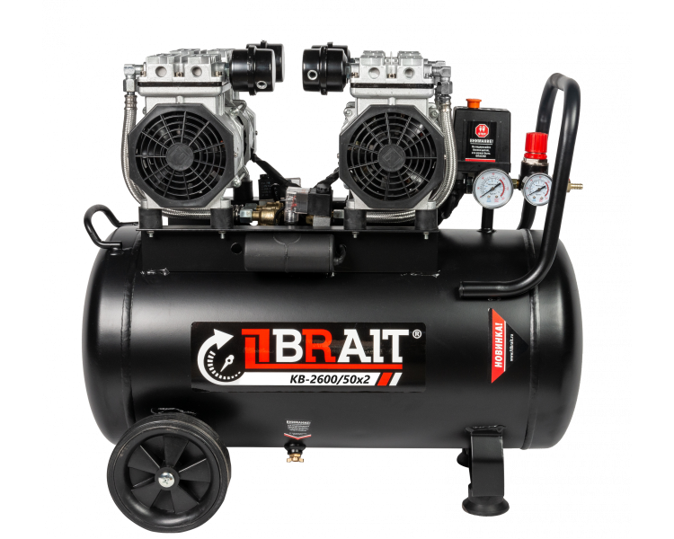 Компрессор воздушный BRAIT КB-2600/50х2 безмасляный