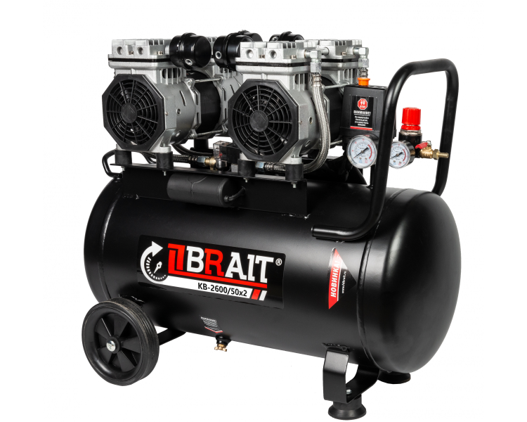 Компрессор воздушный BRAIT КB-2600/50х2 безмасляный