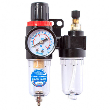 Фильтр с регулятором давления и манометром, 1/4В, 40мкр, 500л/мин