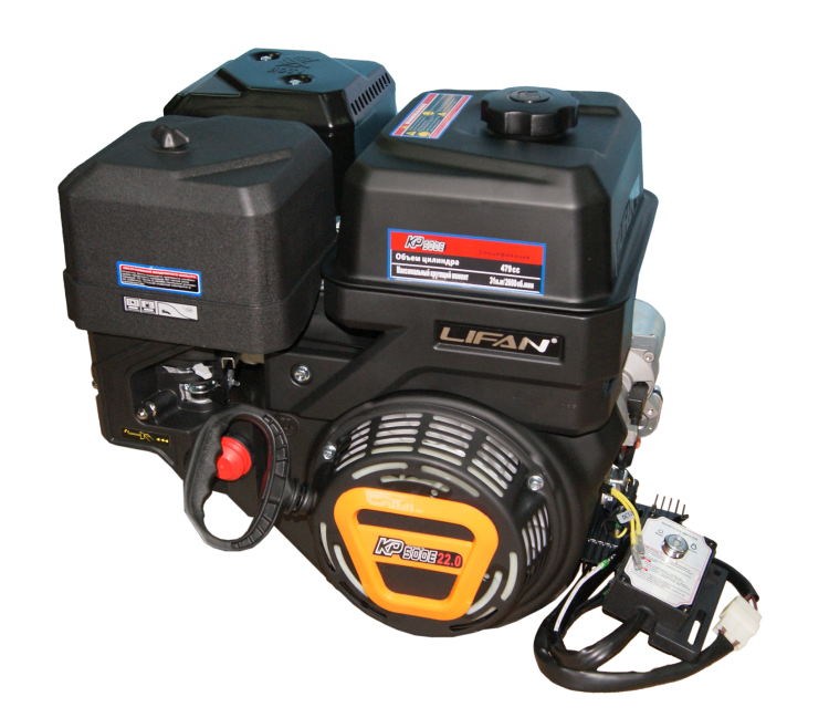 Двигатель Lifan KR500E 18A (22 л.с.,ручной/электрический стартер, катушка 18А, вал 25мм)