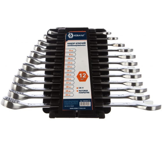 Набор ключей комбинированных КОБАЛЬТ 6,8,10,12-19,22 мм (12 шт.) держатель