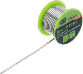 Припой с канифолью, D 2 мм, 50 г, POS61, катушка, Сибртех