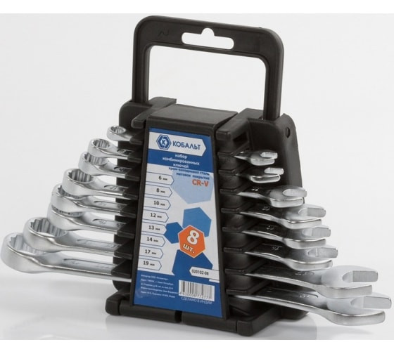 Набор ключей комбинированных КОБАЛЬТ 6,8,10,12-14,17,19 мм (8 шт.) держатель