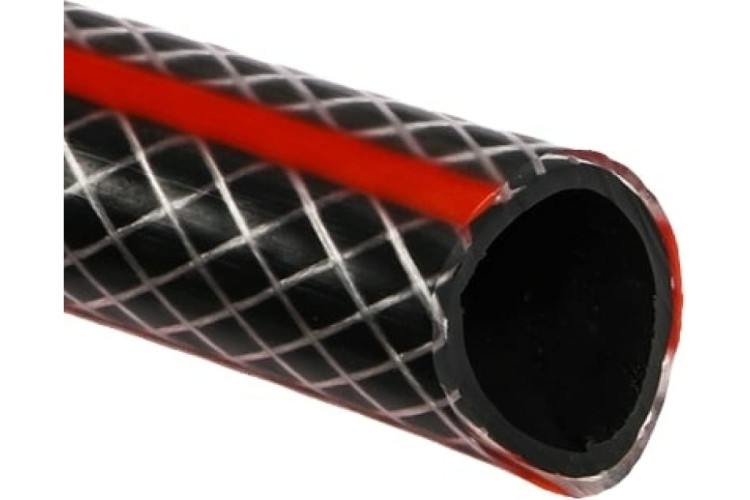 Шланг поливочный ПВХ усиленный премиум, трехслойный армированный 1/2", Вихрь 25м (черн-красн)