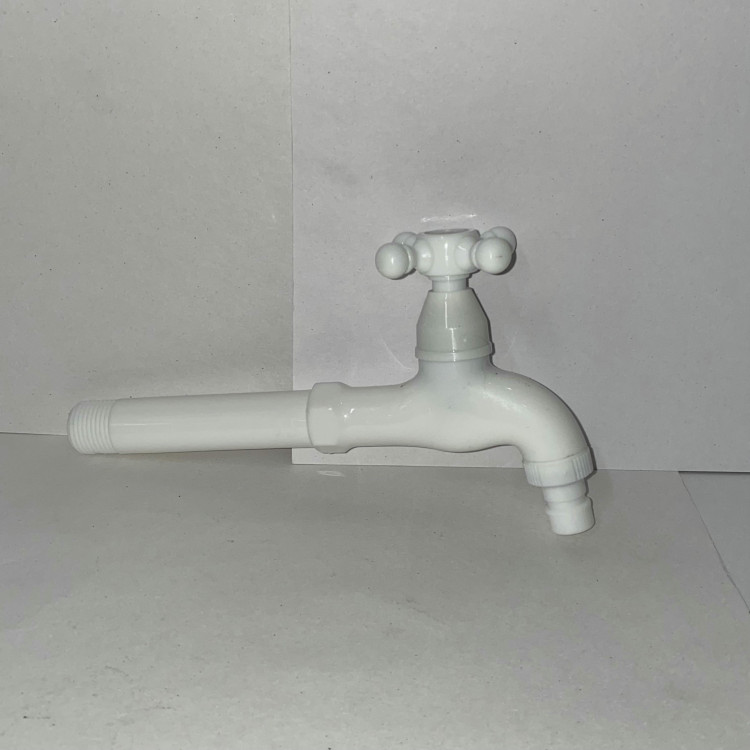 Кран водоразборный 1/2 н/резьба удлинённый (белый) HYA25