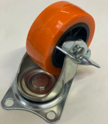 Колесо промышленное 50мм поворотное с тормозом красное PVC-2,52