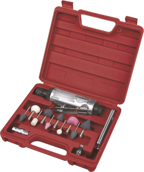 Шлифмашина прямая пневм, 198л/мин, 6.3бар, 22000об/мин, цанга 1/8&quot;и1/4&quot;, 0.6кг, кейс+акс