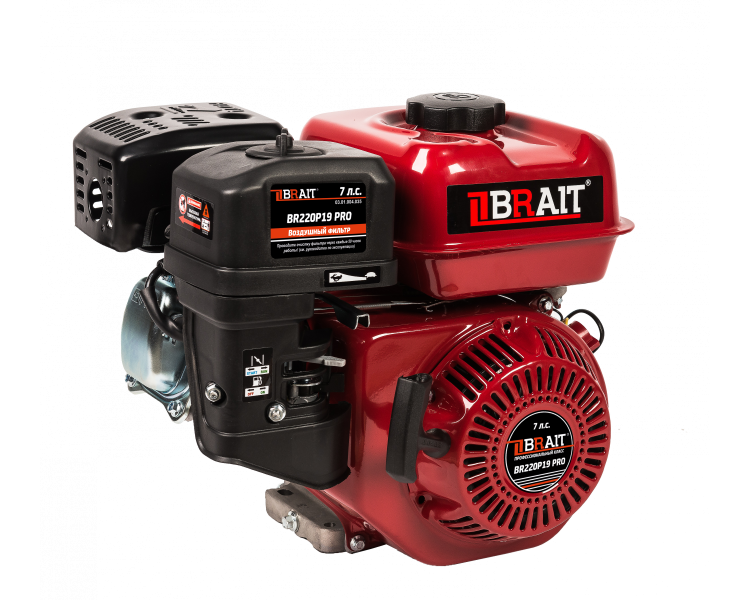 Двигатель BRAIT-220P19 PRO | 7 л.с. | шкив 19мм, длина вала 61.6 мм
